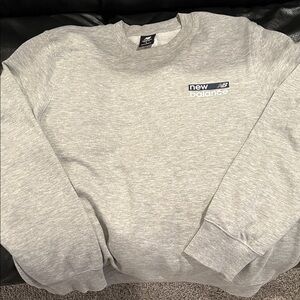 Unisex New Balance Light Gray Crewneck Sweater